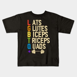 Lats Glutes Biceps Triceps Quads Lgbtq Kids T-Shirt